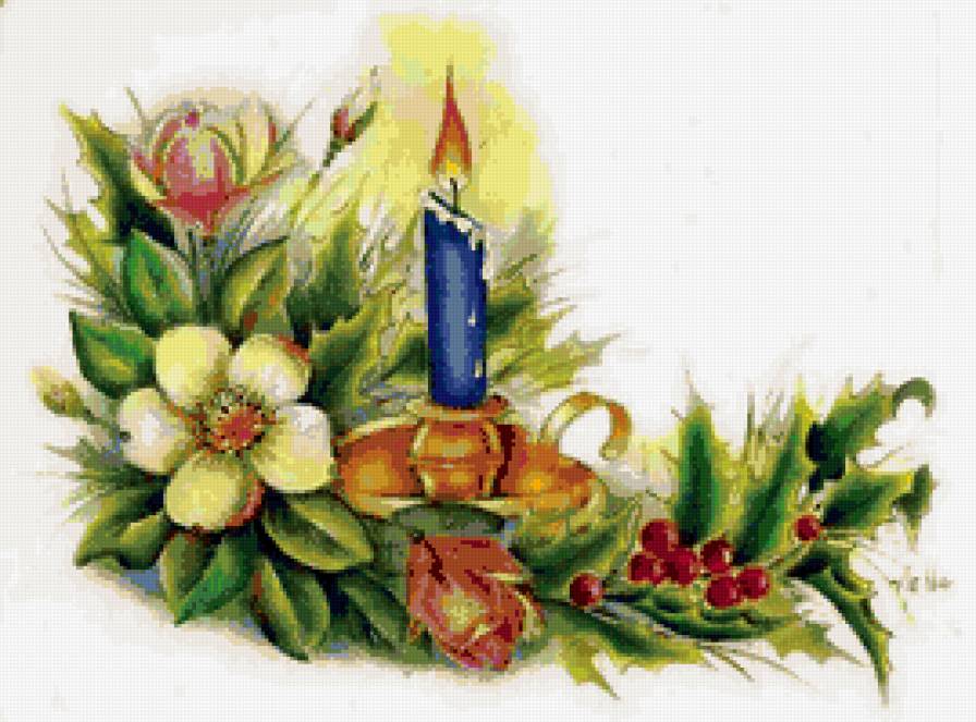 праздничная свеча - свеча, цветы - предпросмотр