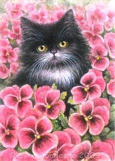 Котенок в цветах - кот, цветы, котенок, животное - оригинал