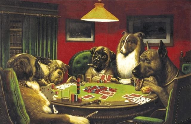 Собачий покер - покер, животные, карты, собаки, картина - оригинал