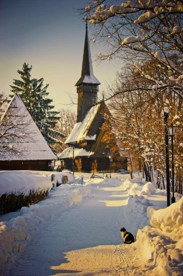 winter - nature, winter, church - оригинал