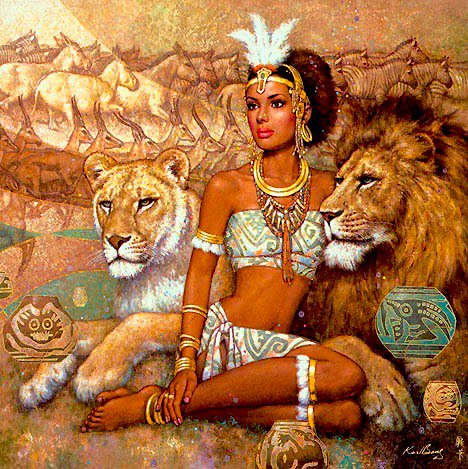 Серия "Царицы" С львами - лев, царица - оригинал