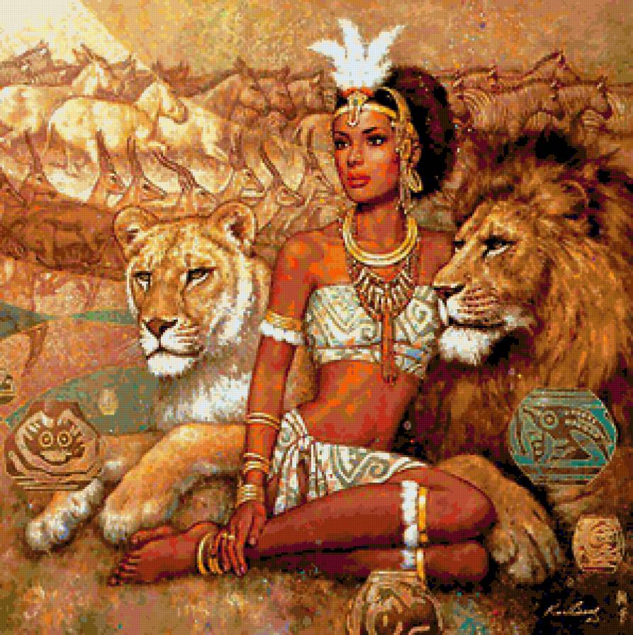 Серия "Царицы" С львами - лев, царица - предпросмотр