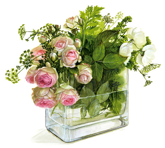 Букетик - букет, розы, стеклянная ваза - оригинал
