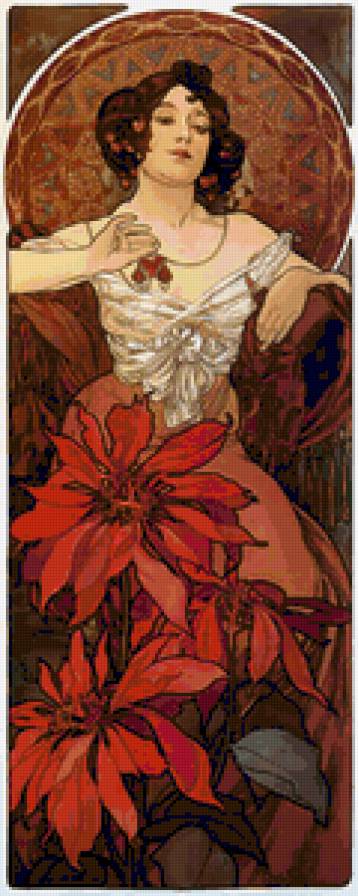 Рубин - художник, альфонс муха, рубин, женщина, драгоценные камни - предпросмотр