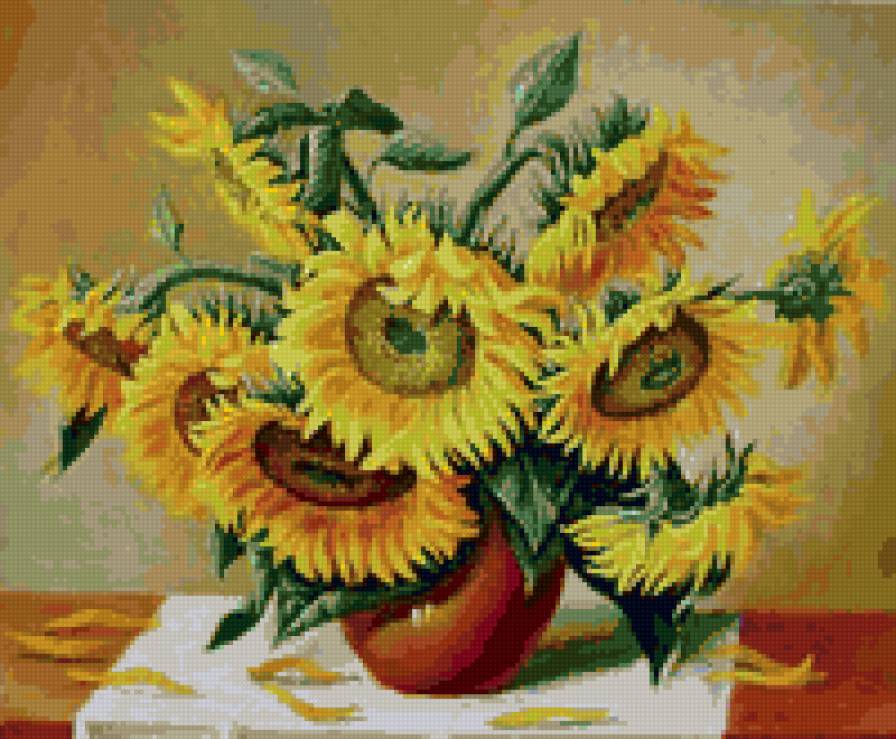 Девять подсолнухов!!! - подсолнухи, цветы - предпросмотр