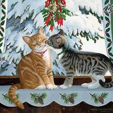 Оригинал схемы вышивки «Рождественские кошки» (№158573)