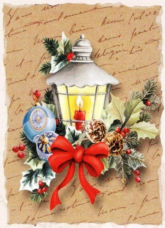 Новогоднее панно - свеча, фонарь, новый год, рождество, шишки, фонари - оригинал