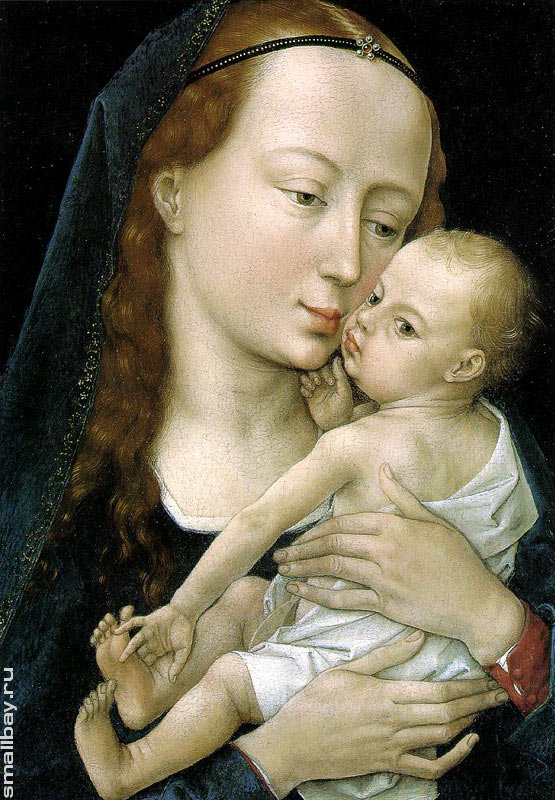 Вейден Рогир ван де.Дева Мария с младенцем. - святые, икона., люди, женщина, портрет, девушка, мадонна - оригинал