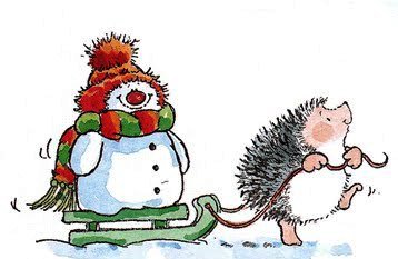 Ёжик и снеговик - ежи, ежики, снеговик, новый год, для детей, зверушки, зима, ежик - оригинал