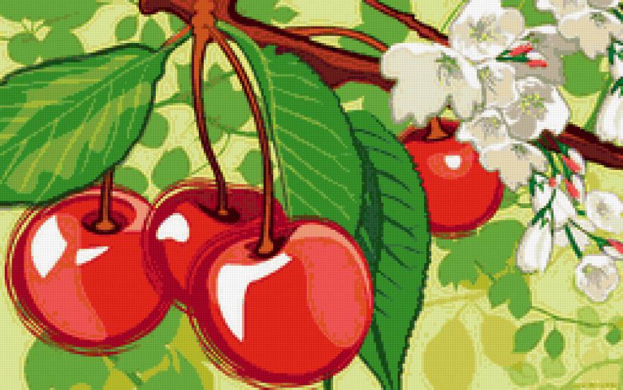 №158891 - ягоды, вишни, цветы, фрукты - предпросмотр