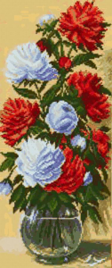 Ваза с пионами - букеты, пион, панно, цветы, нежные лепестки, букет - предпросмотр