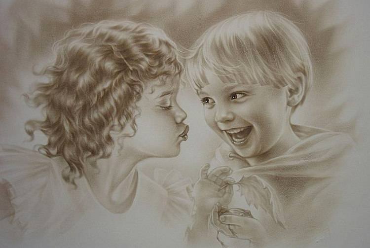 №159012 - поцелуй, ребенок, смех, детя - оригинал