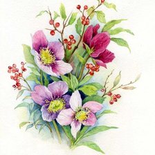Оригинал схемы вышивки «Акварельные цветы» (№159042)
