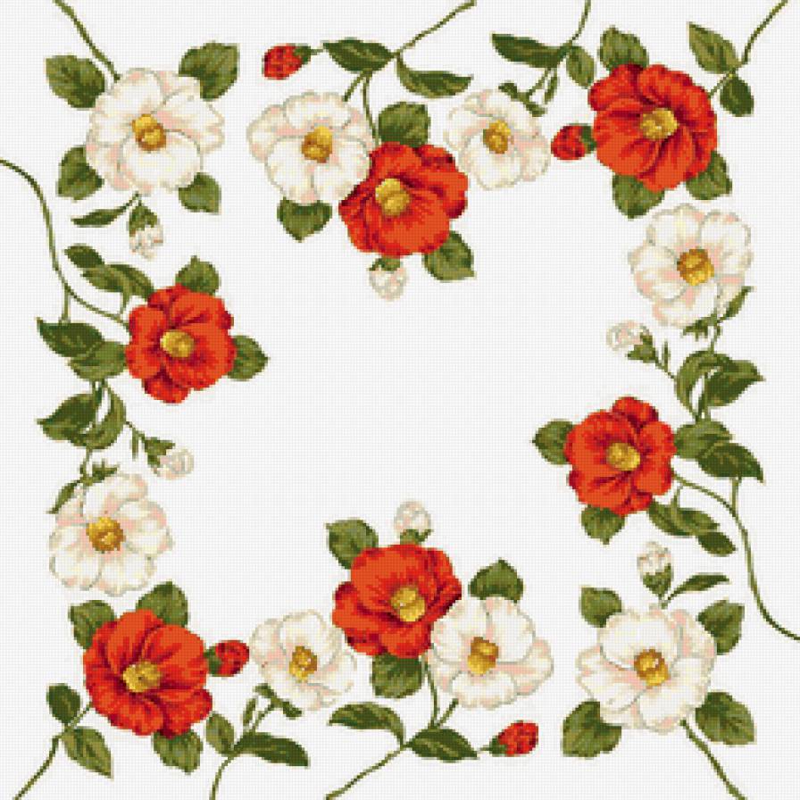 сюжет для подушки - цветы - предпросмотр