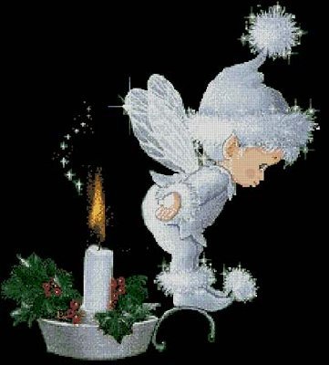 Ангелочек - ягоды, свеча, ангел, открытка - оригинал