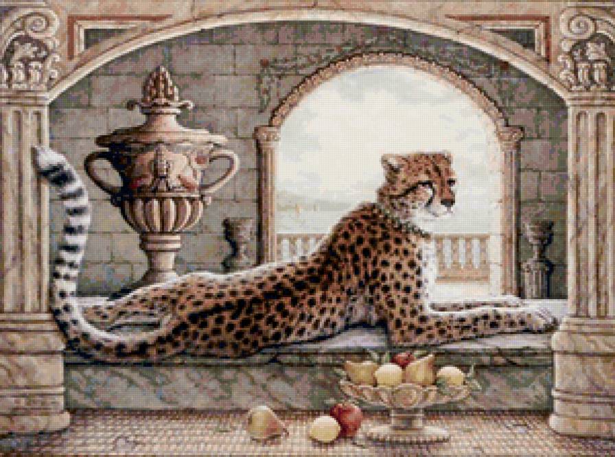 Пантера - животные, фрукты, живопись - предпросмотр