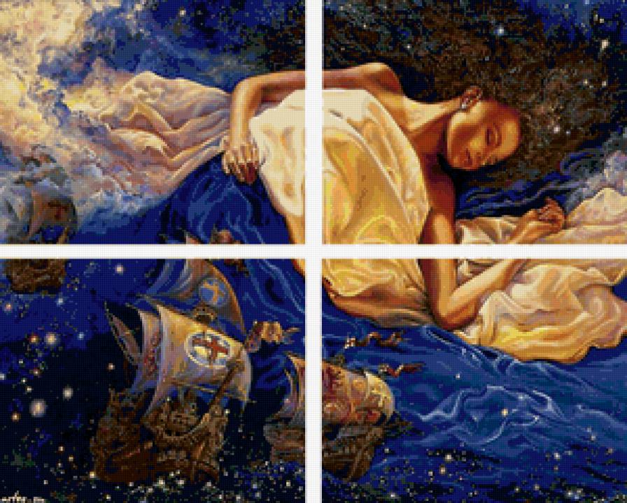 морские сны фентази (триптих) - картина, портрет, фентази, девушка, фея, красота - предпросмотр