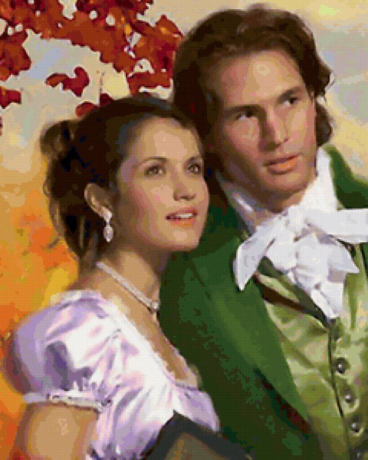 рандеву в парке (портрет) - красота, любовь, пара, иллюстрация, картина - предпросмотр