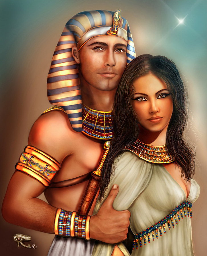 The_royal_couple_by_crayonmaniac - картина, восток, красота, египет, девушка - оригинал