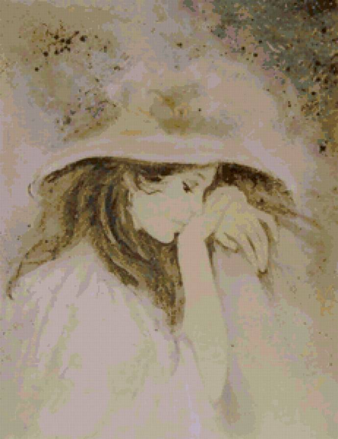 Милое ретро - живопись, женский образ - предпросмотр