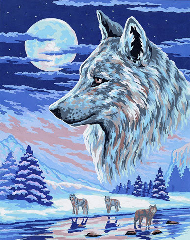 Волки - волк, зима, волки, ночь, река - оригинал