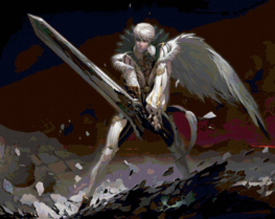 №160544 - фэнтази, ангел, мечи, аниме, эльфы, воин - предпросмотр