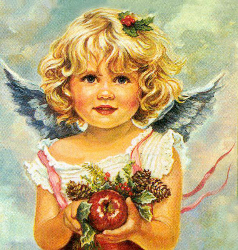 Ангелочек - девочка, ангел, рождество, живопись - оригинал