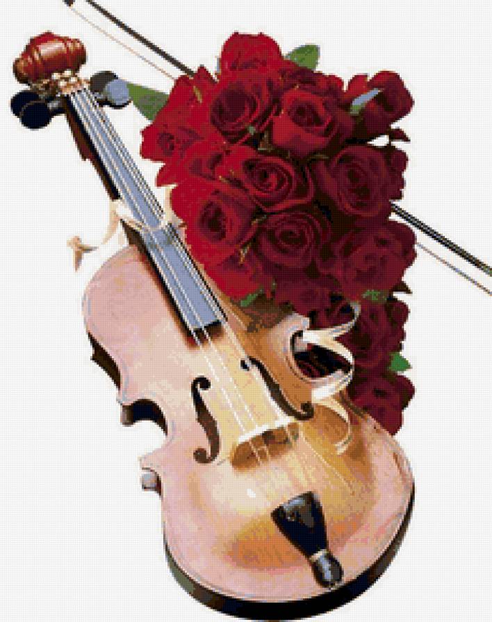 скрипка и розы - предпросмотр