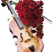 Оригинал схемы вышивки «скрипка и розы» (№160683)