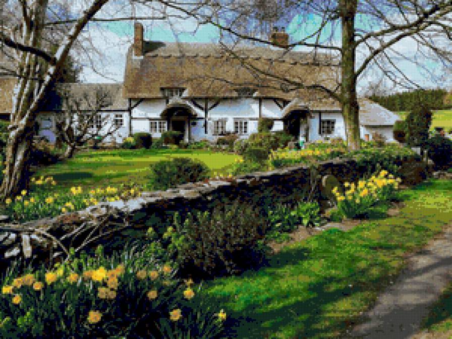 Серия "Домики Англии" - сад, дом - предпросмотр