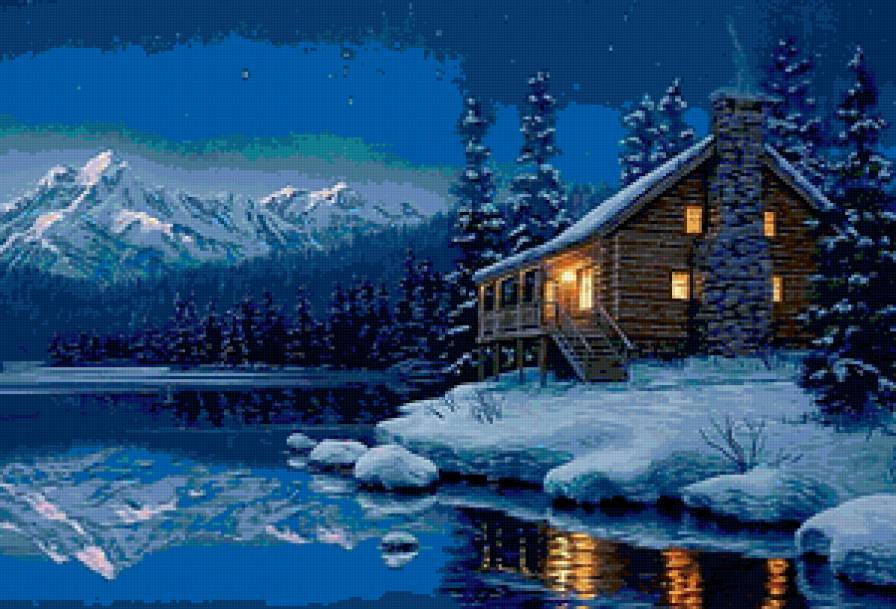 Домик у горного озера - предпросмотр