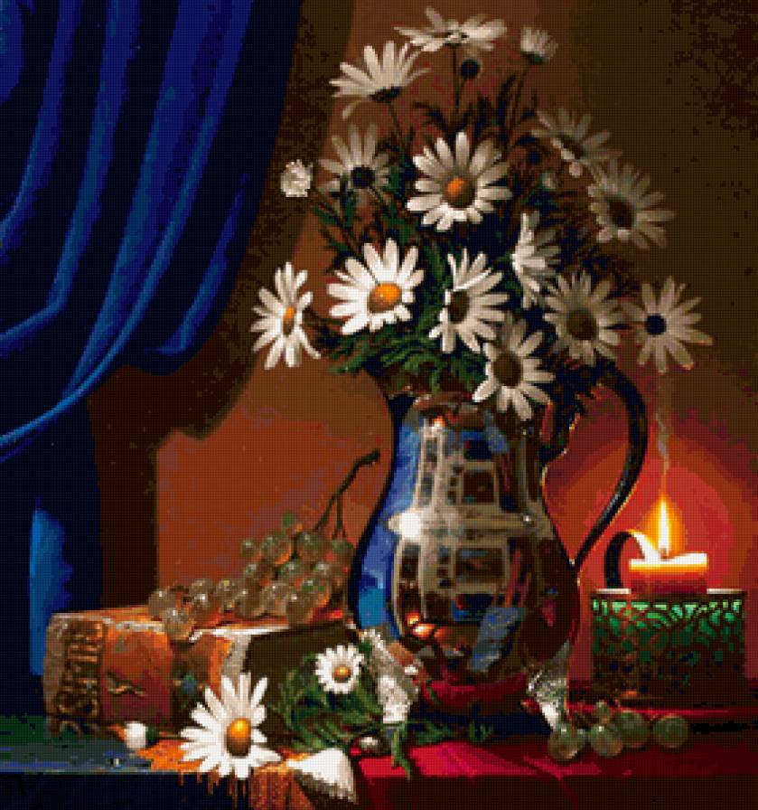 Натюрморт с ромашками - живопись, натюрморт - предпросмотр