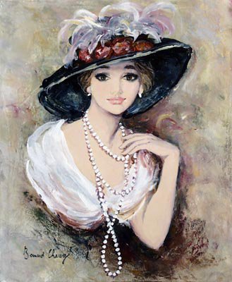 Милое ретро - живопись, женский образ - оригинал