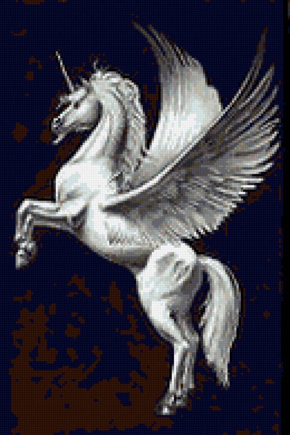 Пегас белый - единорог, фэнтази, конь, пегас - предпросмотр