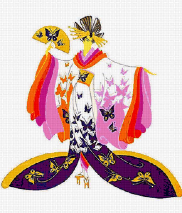 Гейша - модерн, дама, девушка, ретро, мода, арт-деко, эрте - предпросмотр