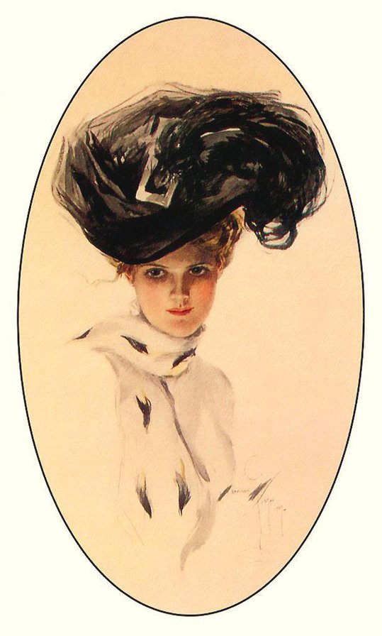 Девушка Фишера - шляпка, художник, мода, фишер, девушка, модерн, ретро, дама - оригинал