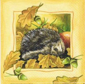 Подушка "Ёжик" - осень, подушки, ежик, зверушки, листья, природа, ежи, ежики - оригинал