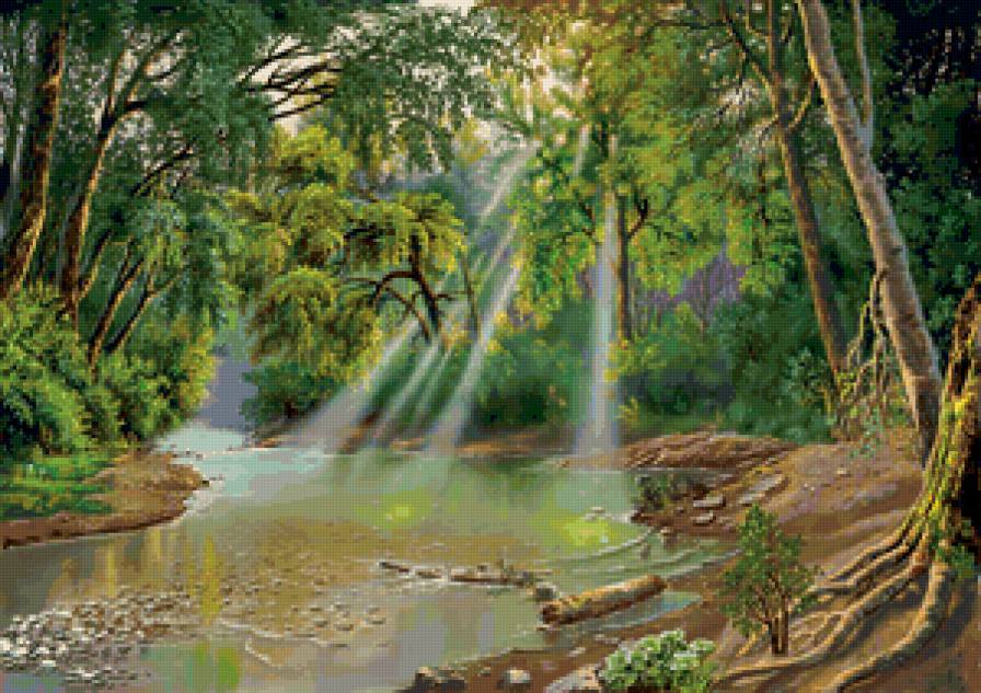 Лес - красота, солнце, лес, лето, озеро - предпросмотр