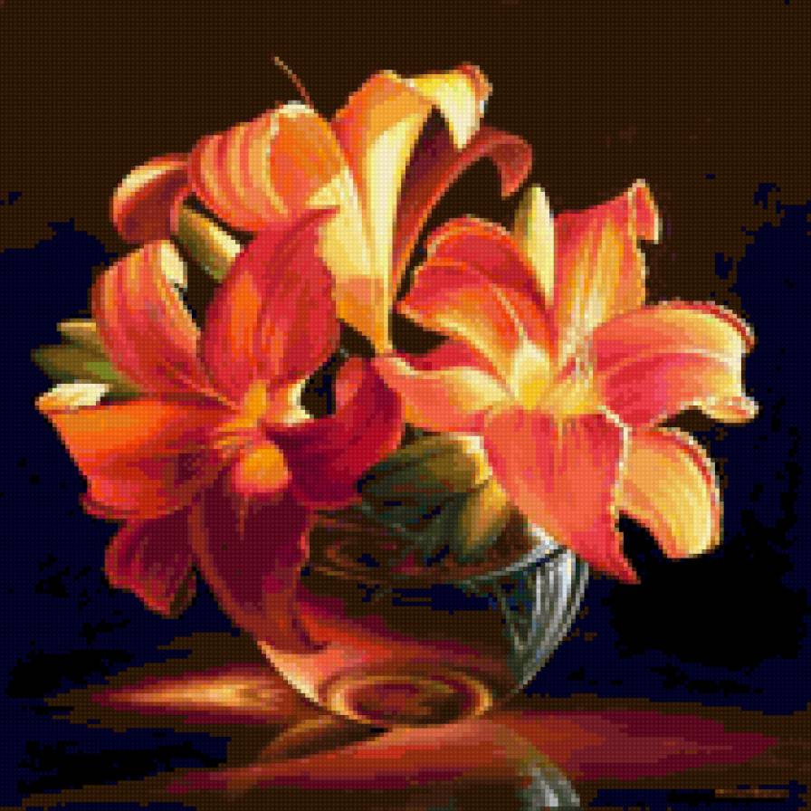 Лилии - цветы в вазе - предпросмотр