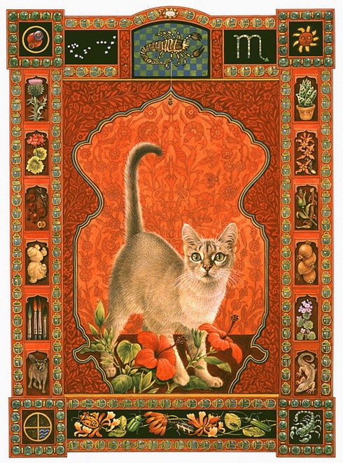 Кошачий гороскоп. Скорпион - анималисты, кошки, лесли энн эвери, живопись, картина, гороскоп - оригинал