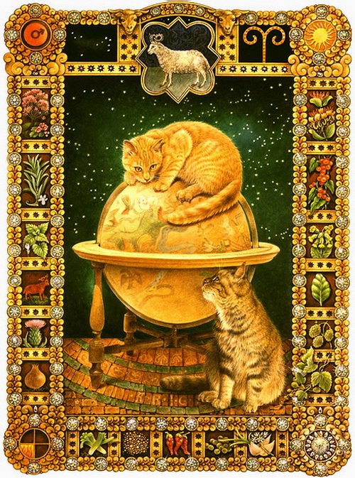 Кошачий гороскоп. Овен - гороскоп, анималисты, лесли энн эвери, живопись, кошки, картина - оригинал