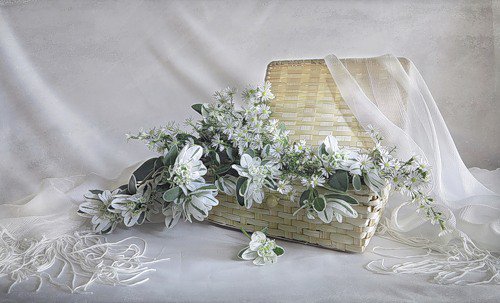 натюрморт - натюрморт, цветы, корзина - оригинал