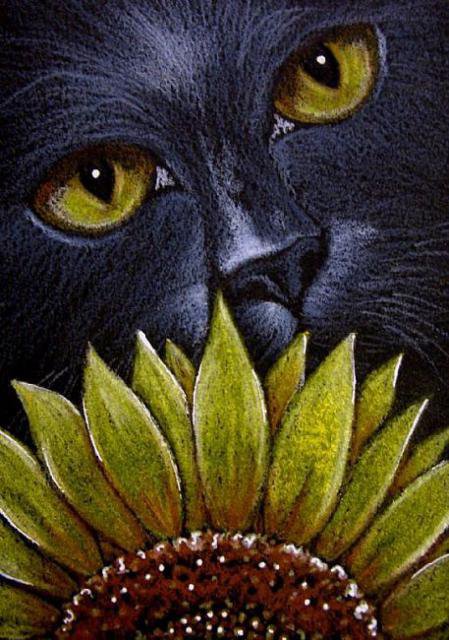 талисман - кот черный, подсолнух... - оригинал