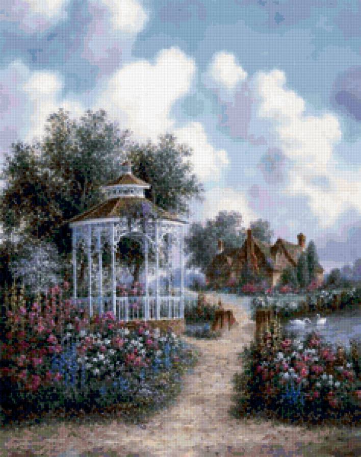 Серия "Пейзажи" - домик, пейзаж, беседка - предпросмотр