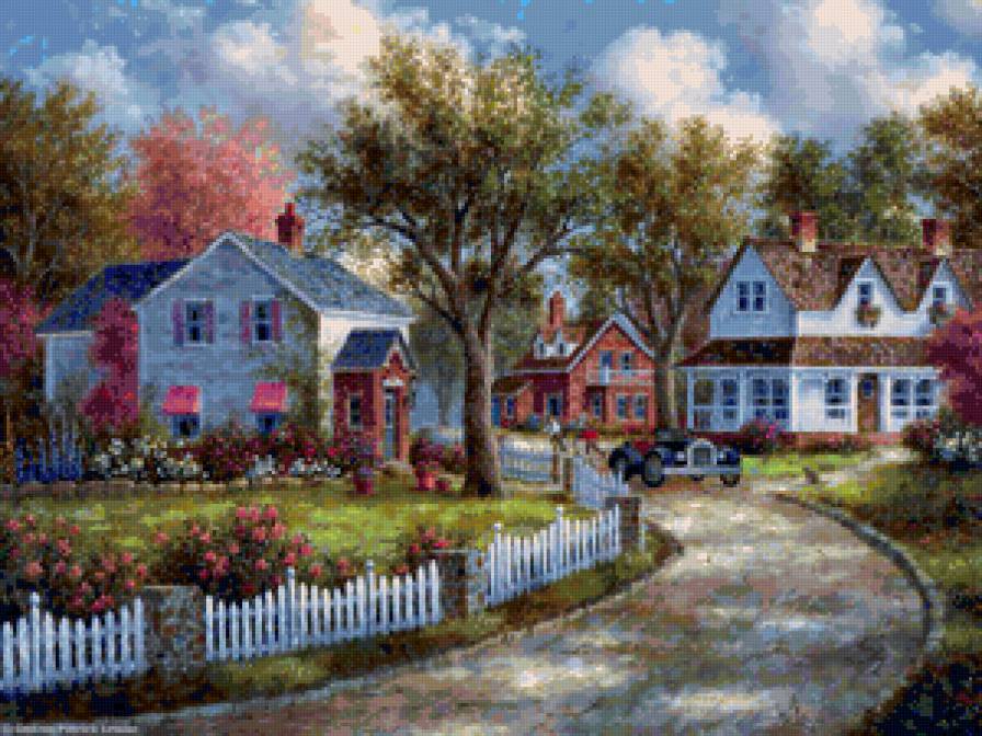 Серия "Пейзажи" - пейзаж, дорога, лето, машина, домик - предпросмотр