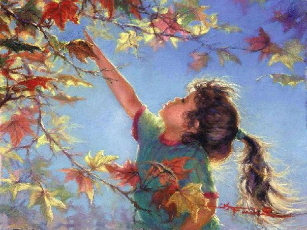 Осень в парке - девочка, осень, дети - оригинал