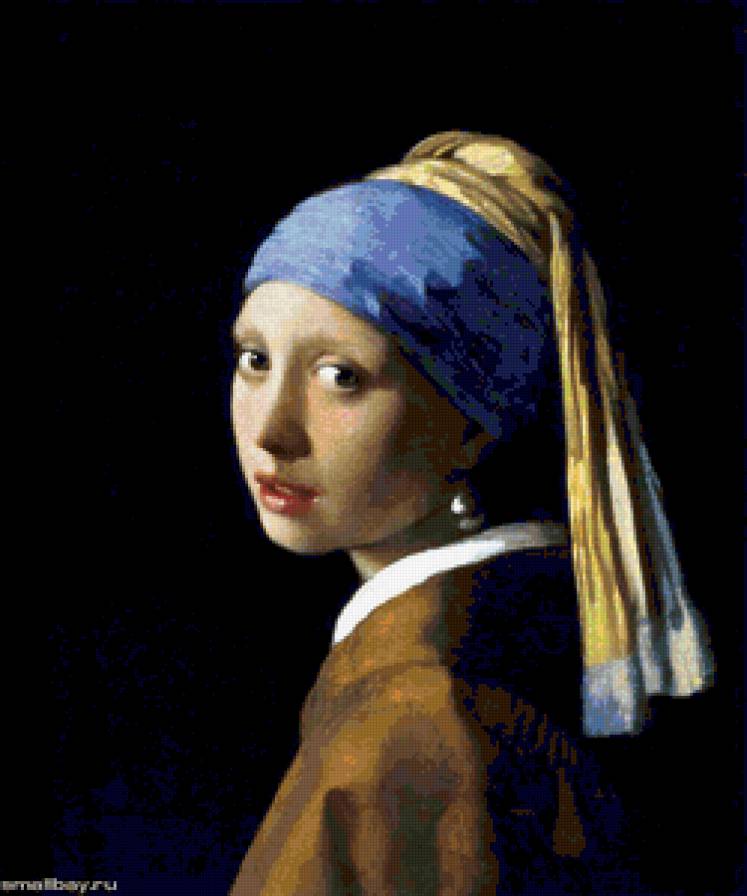 Вермеер Ян Делфток. Девушка с жемчужной сережкой. - девушка, портрет, женщина, лицо., люди - предпросмотр