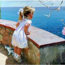 Схема вышивки «Серия "Девочки"  Морская даль»