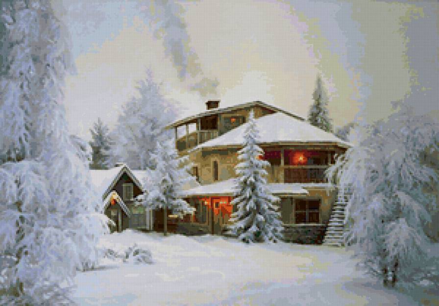 зимняя сказка - дом, зима, лес - предпросмотр