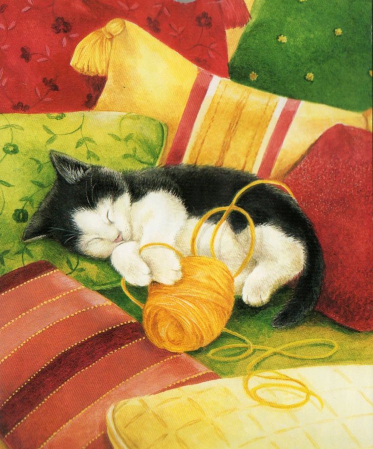 Милый соня - кошки, животные, живопись - оригинал